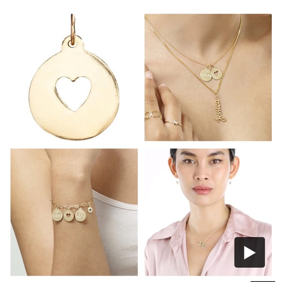 Solid 14k pink gold cutout heart charm - Picture 2 of 5